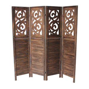 4-Panel Wood Frame with Arrow Pattern Woven Style Room Divider - M7047-GR