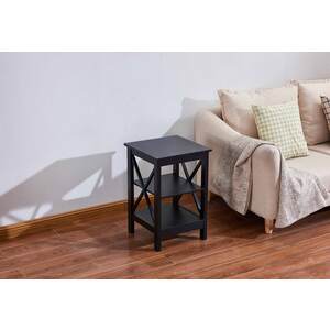 Solid Color Manufactured Wood X-Side Panels Coffee Table with Bottom Shelf... - M6603