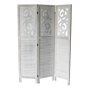 4-Panel Rustic Shutter Style Ornamental Room Divider - M7042-GR