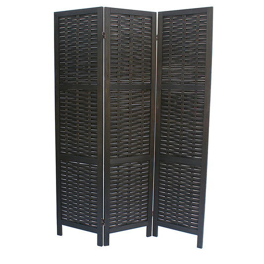 3-Panel Wood Frame with Rustic Weaving Bamboo Style Room Divider - M7039-BK