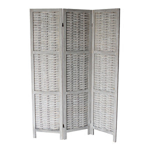 4-Panel Wood Frame with Rustic Weaving Bamboo Style Room Divider - M7045-BK