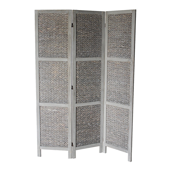 3-Panel Wood Frame with Arrow Pattern Woven Style Room Divider - M7041-GR