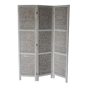 4-Panel Wood Frame with Rustic Weaving Bamboo Style Room Divider - M7045-BK