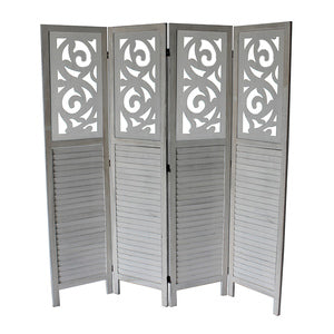 4-Panel Wood Frame with Arrow Pattern Woven Style Room Divider - M7047-GR