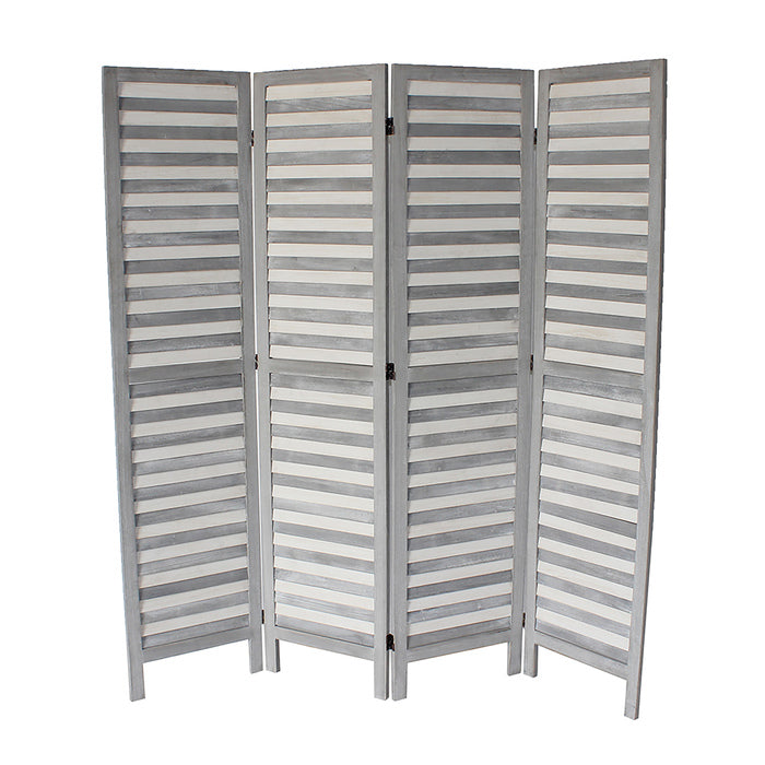 4-Panel Rustic Shutter Style Room Divider - M7044-GR