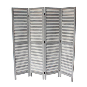 4-Panel Wood Frame with Arrow Pattern Woven Style Room Divider - M7047-GR