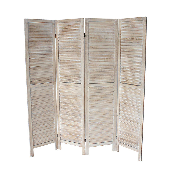 4-Panel Rustic Shutter Style Room Divider - M7044-NAT