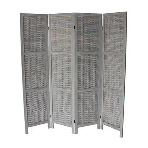 4-Panel Wood Frame with Rustic Window Shutter Style Room Divider - M7105