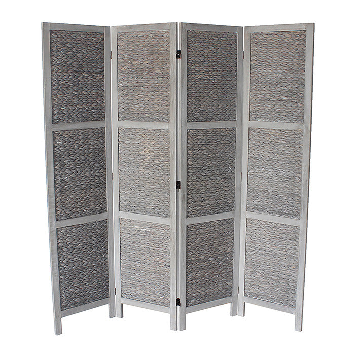 4-Panel Wood Frame with Arrow Pattern Woven Style Room Divider - M7047-GR