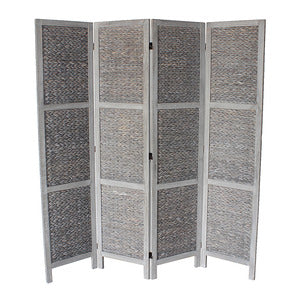 4-Panel Wood Frame with Rustic Window Shutter Style Room Divider - M7106