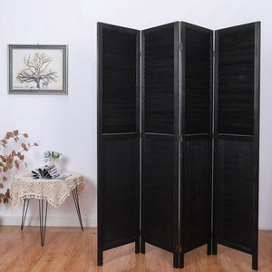 4-Panel Wood Frame with Rustic Window Shutter Style Room Divider - M7107