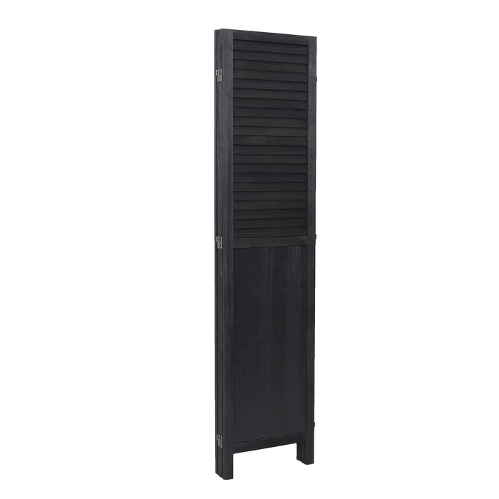 4-Panel Wood Frame with Rustic Window Shutter Style Room Divider - M7106