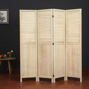 4-Panel Wood Frame with Arc Top Rustic Window Shutter Style Room Divider - M7112