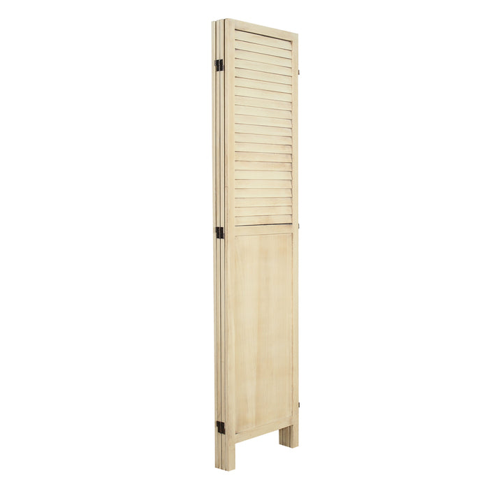 4-Panel Wood Frame with Rustic Window Shutter Style Room Divider - M7108