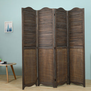 4-Panel Wood Frame with Arc Top Rustic Window Shutter Style Room Divider - M7112