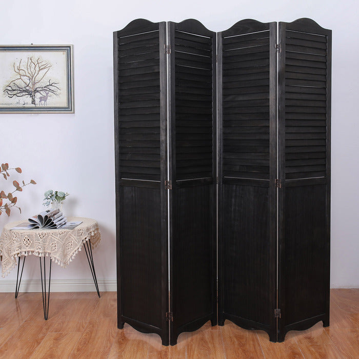 4-Panel Wood Frame with Arc Top Rustic Window Shutter Style Room Divider - M7110