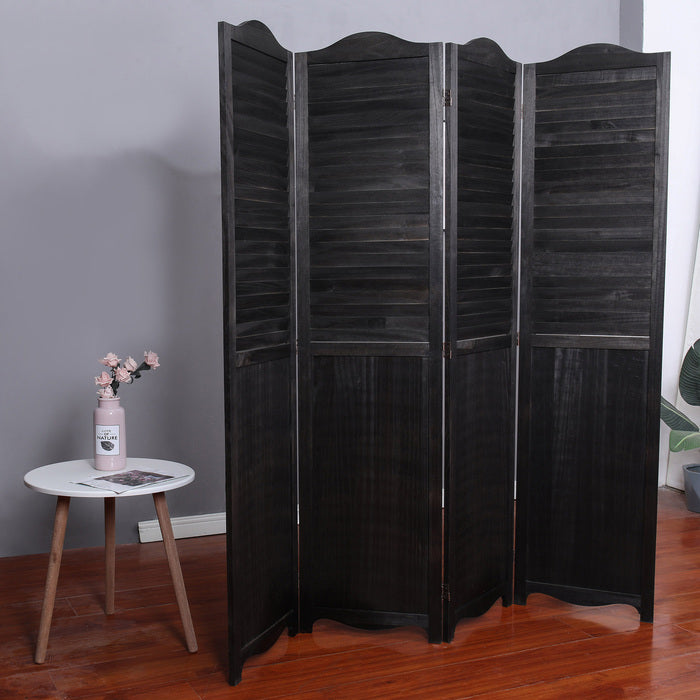 4-Panel Wood Frame with Arc Top Rustic Window Shutter Style Room Divider - M7110