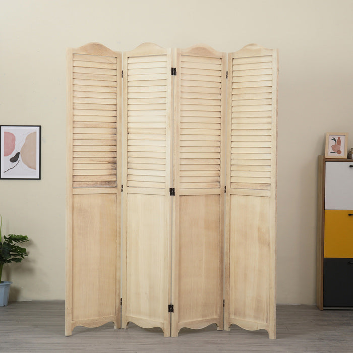 4-Panel Wood Frame with Arc Top Rustic Window Shutter Style Room Divider - M7112