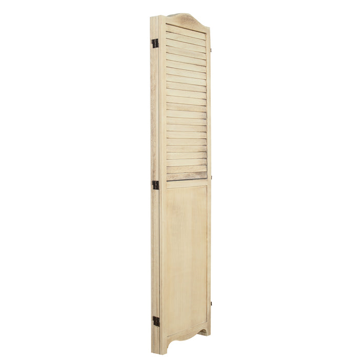 4-Panel Wood Frame with Arc Top Rustic Window Shutter Style Room Divider - M7112