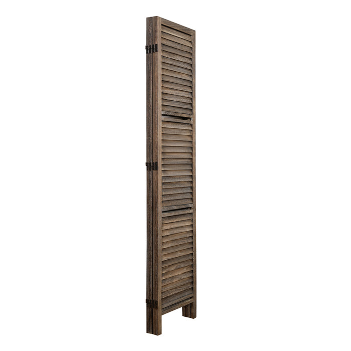4-Panel Wood Frame with Rustic Window Shutter Style Room Divider with... - M7116