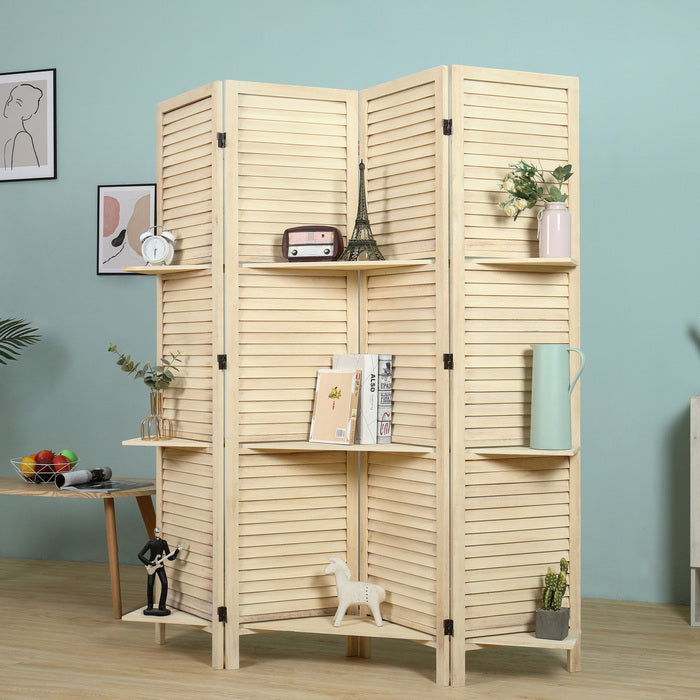 4-Panel Wood Frame with Rustic Window Shutter Style Room Divider with... - M7117