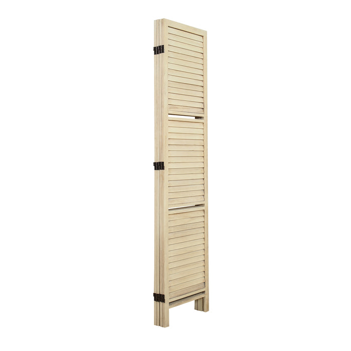 4-Panel Wood Frame with Rustic Window Shutter Style Room Divider with... - M7117
