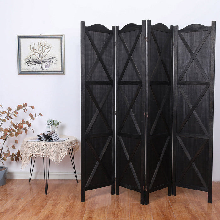 4-Panel Wood Frame with Arc Top Rustic Country Style Room Divider - M7119