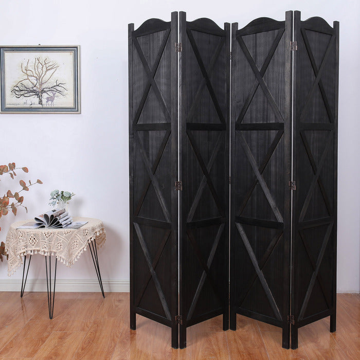 4-Panel Wood Frame with Arc Top Rustic Country Style Room Divider - M7119