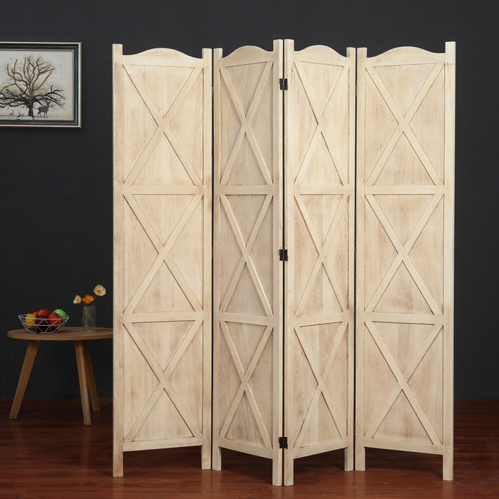 4-Panel Wood Frame with Arc Top Rustic Country Style Room Divider - M7121