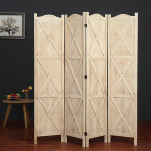 4-Panel Wood Frame with Arc Top Rustic Country Style Room Divider - M7119
