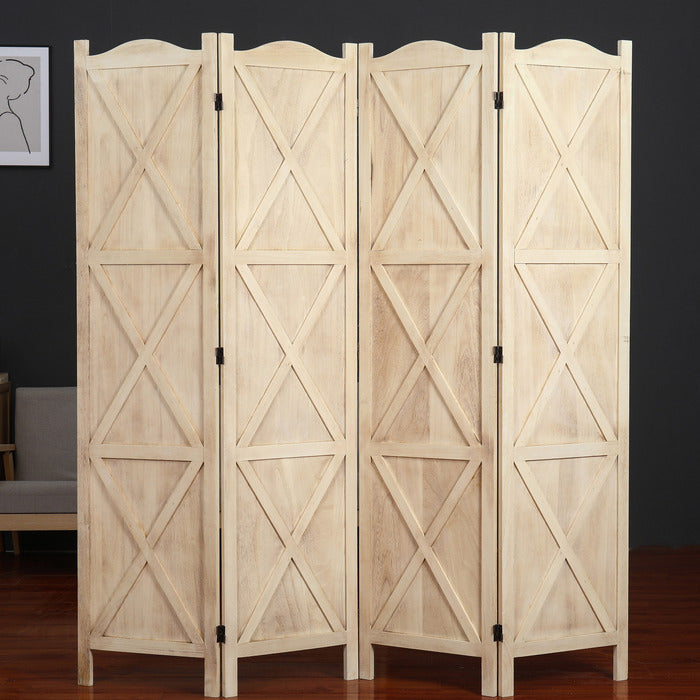 4-Panel Wood Frame with Arc Top Rustic Country Style Room Divider - M7121