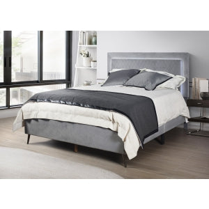 Bouclair Fabric Upholstered Round Arc Sloped Wing Back Headboard Platform... - M7520-FULL