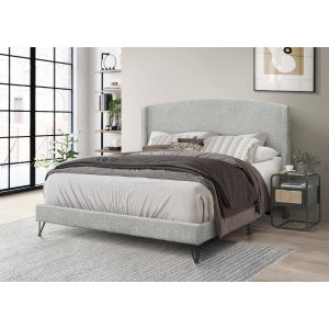 Bouclair Fabric Upholstered Round Arc Sloped Wing Back Headboard Platform... - M7520-EKING