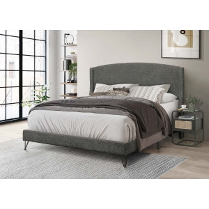 Bouclair Fabric Upholstered Round Arc Sloped Wing Back Headboard Platform... - M7521-FULL