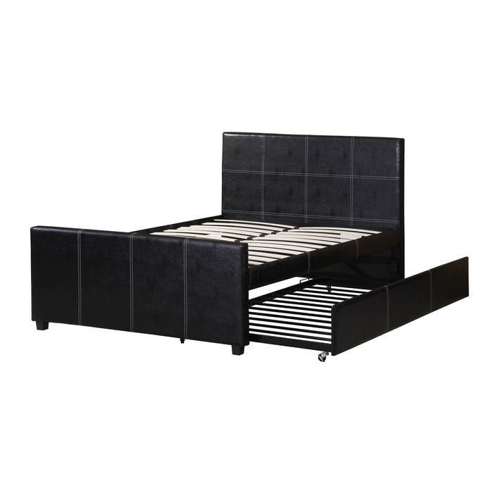Polyurethane / Faux Leather Upholstered Stitching Design Platform Bed with... - M7526-FULL