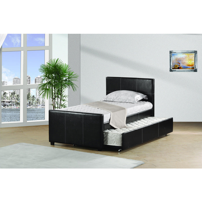 Polyurethane / Faux Leather Upholstered Stitching Design Platform Bed with... - M7526-TWIN