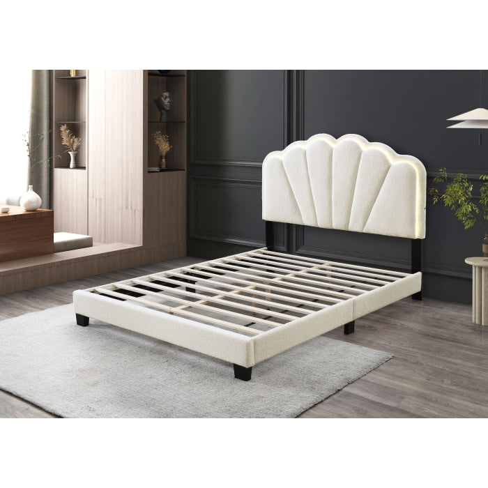 Bouclé Fabric Upholstered Platform Bed - Full - M7532-FULL
