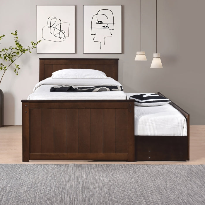 Mission Style Wooden Captain Bed with Trundle and Bottom Drawers... - M7549