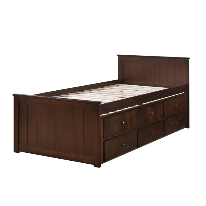 Mission Style Wooden Captain Bed with Trundle and Bottom Drawers... - M7549