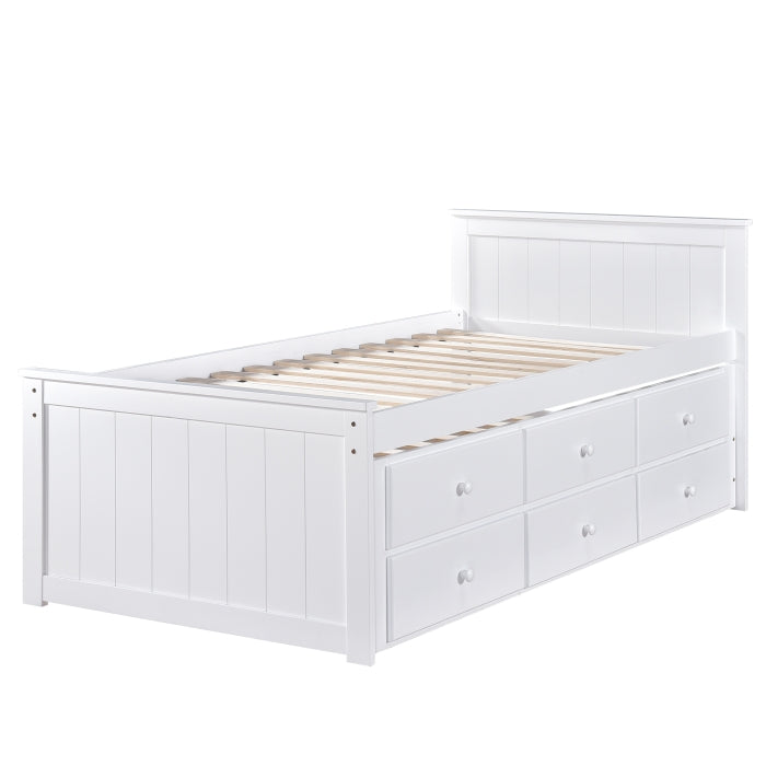 Mission Style Wooden Captain Bed with Trundle and Bottom Drawers... - M7550