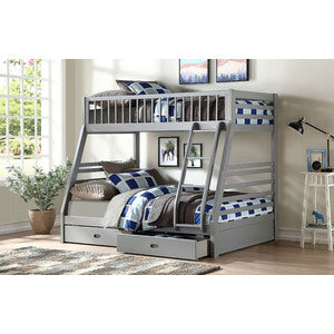 Mission Style Pine Wood Frame Bunk Bed with Bottom Storage Drawers.
(Fully... - M7588-ESP