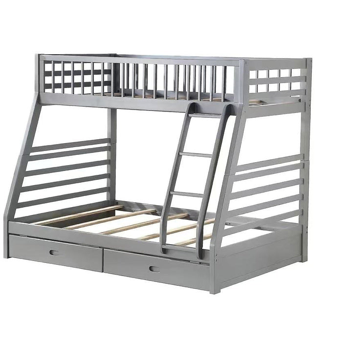 Mission Style Pine Wood Frame Bunk Bed with Bottom Storage Drawers.
(Fully... - M7588-GR
