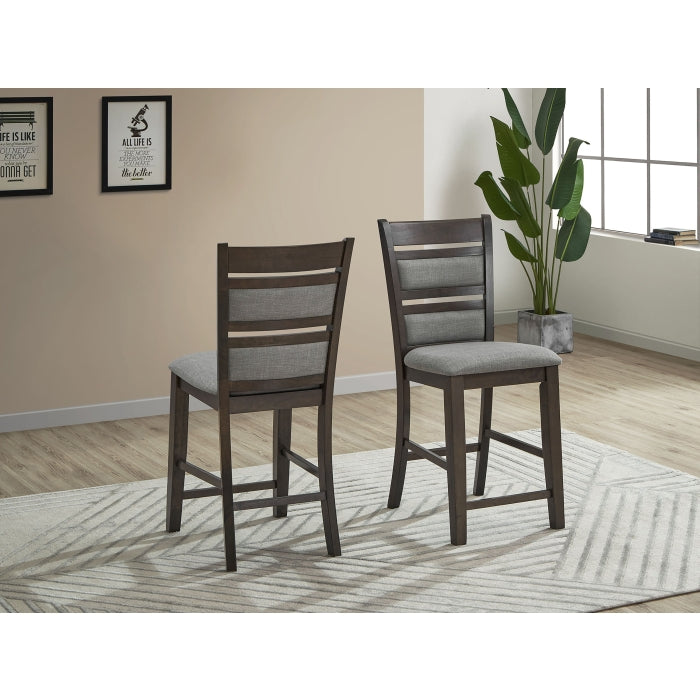Wooden Frame Polyester Fabric Upholstered Slat Back Counter Height Chair... - M7701