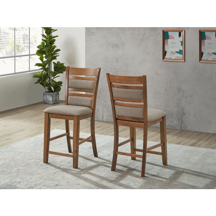 Wooden Frame Polyester Fabric Upholstered Slat Back Counter Height Chair... - M7702