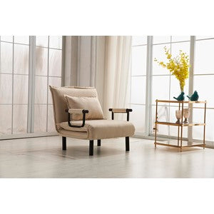 Polyester Fabric Upholstered Multi-Functional Single Convertible Lounge... - M7706-BK