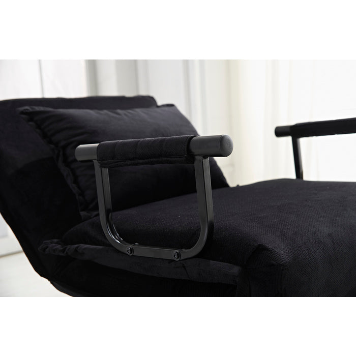 Polyester Fabric Upholstered Multi-Functional Single Convertible Lounge... - M7706-BK
