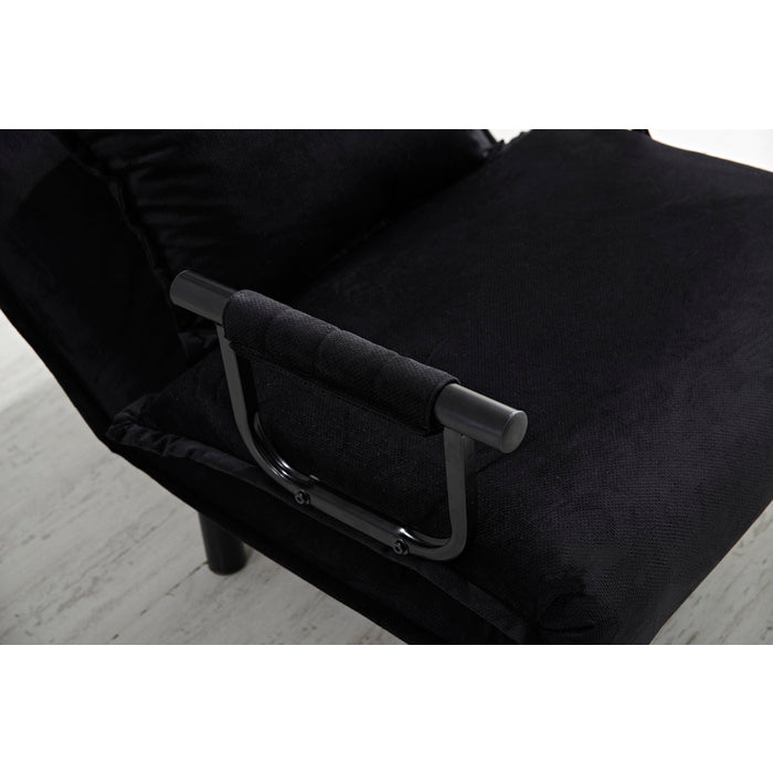 Polyester Fabric Upholstered Multi-Functional Single Convertible Lounge... - M7706-BK