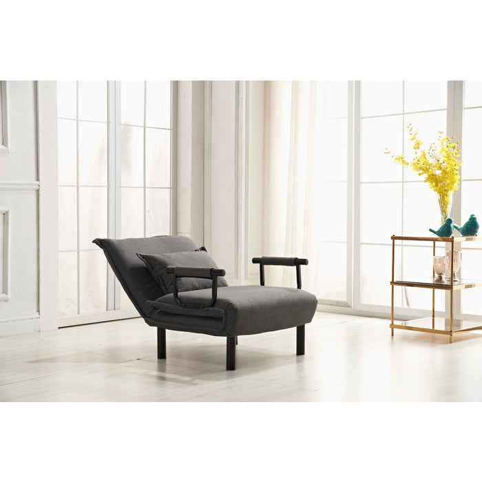 Polyester Fabric Upholstered Multi-Functional Single Convertible Lounge... - M7706-GR