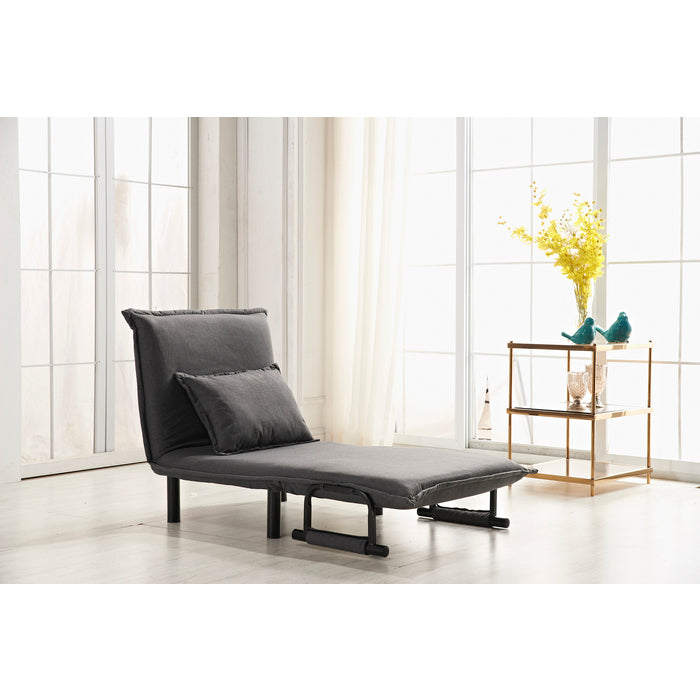 Polyester Fabric Upholstered Multi-Functional Single Convertible Lounge... - M7706-GR