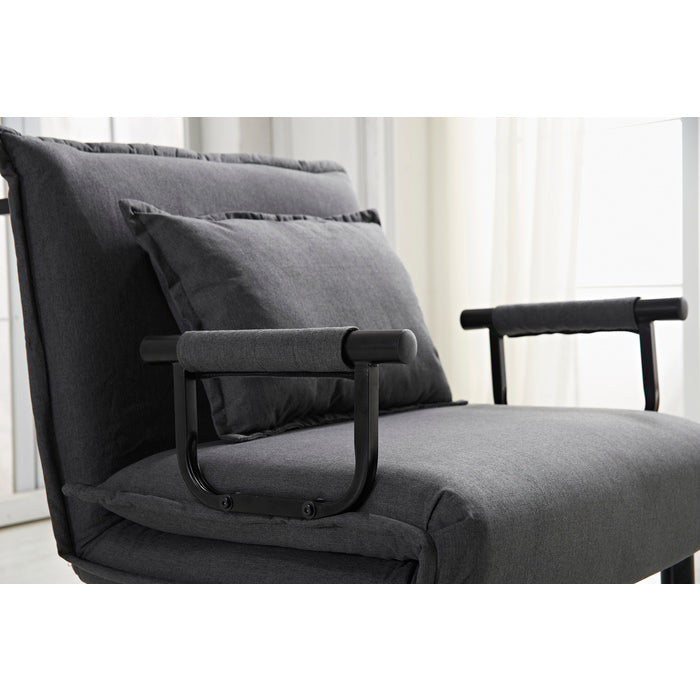 Polyester Fabric Upholstered Multi-Functional Single Convertible Lounge... - M7706-GR